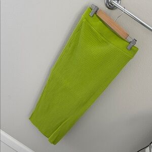 Zara Lime Green Ribbed Pencil Skirt